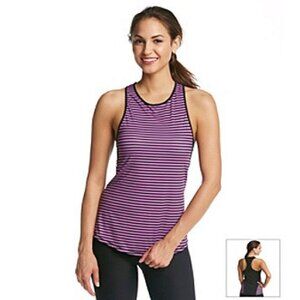 BETSEY JOHNSON Sport PERFORMANCE Striped RUN Yoga TANK Top GREY Coral